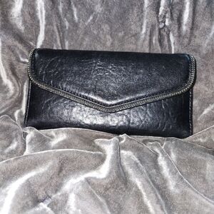 Michael Kors Black Envelope Clutch with Metal Trim